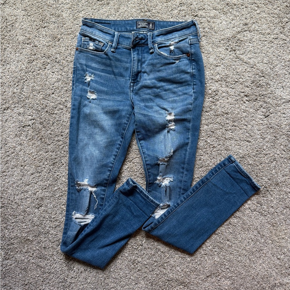 Abercrombie & Fitch Distressed Blue Skinny Jeans
